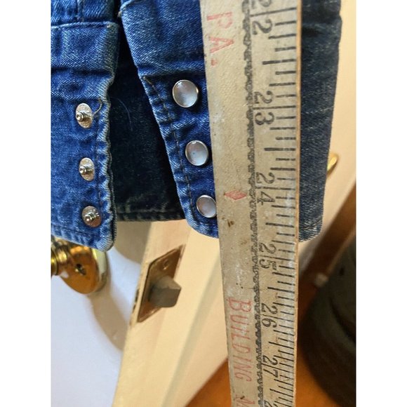 Vintage Men’s Sanforized Pearl Snap Denim Shirt Be Wise Be Satisfied Distressed - Picture 11 of 12